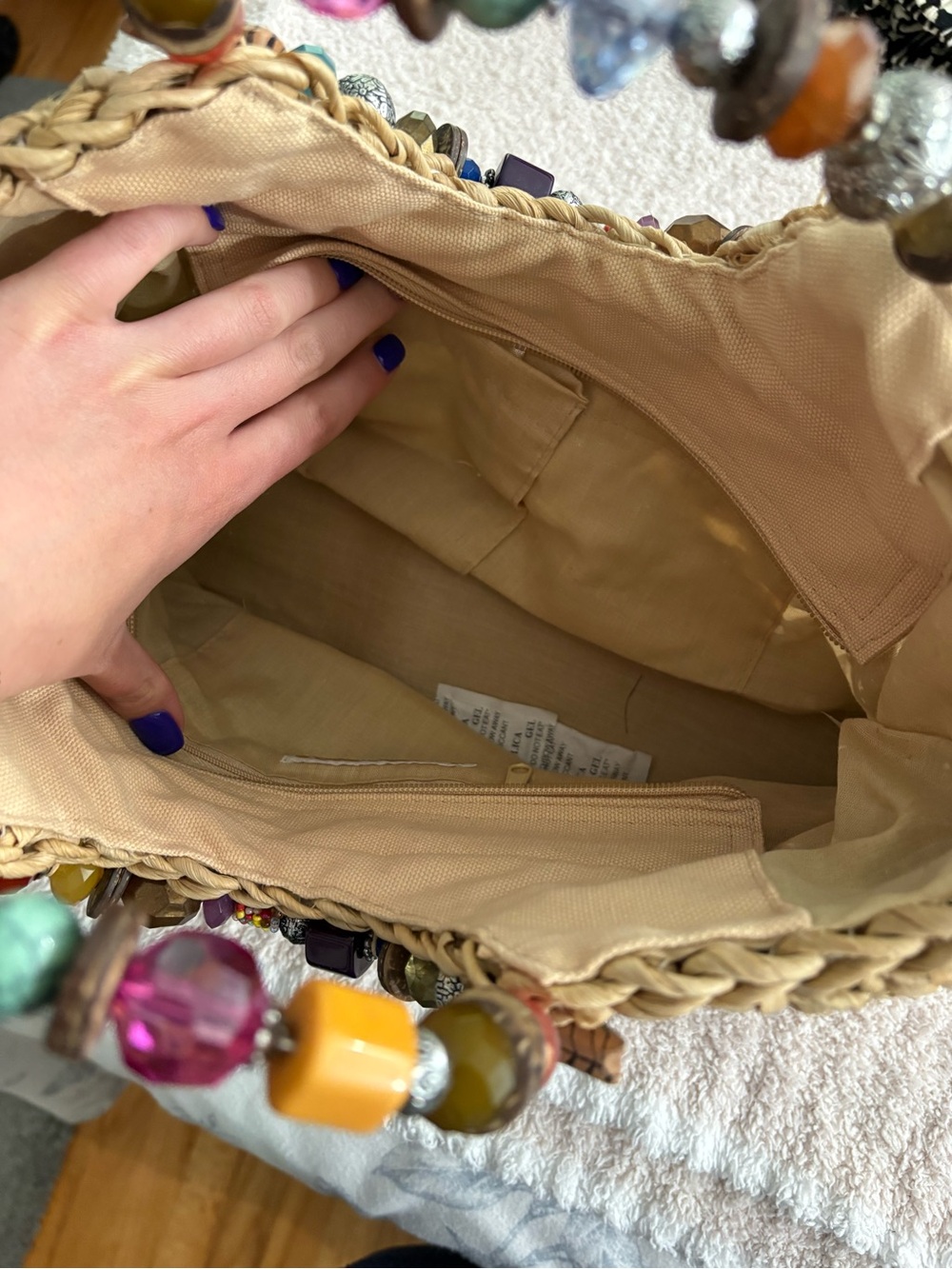 Beaded Straw Bag - Picture 4 of 4